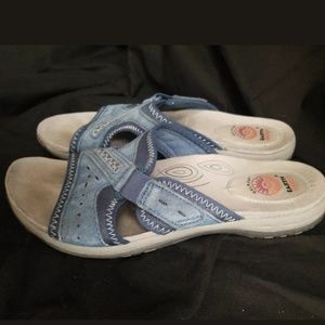 Earth Spirit Slides Mules Blue Tan Sz 9